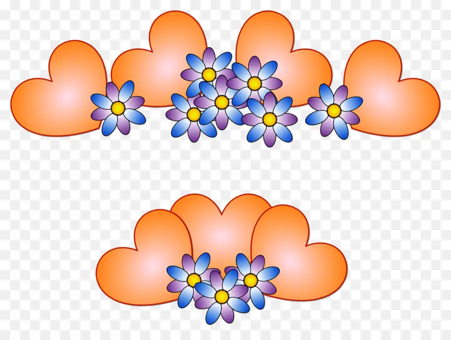 Coeurs Et Fleurs，Orange PNG