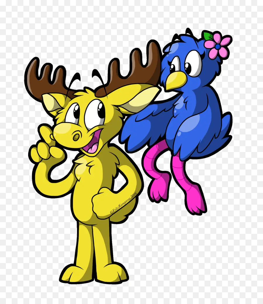 Orignal Jaune Et Oiseau Bleu，Animal PNG