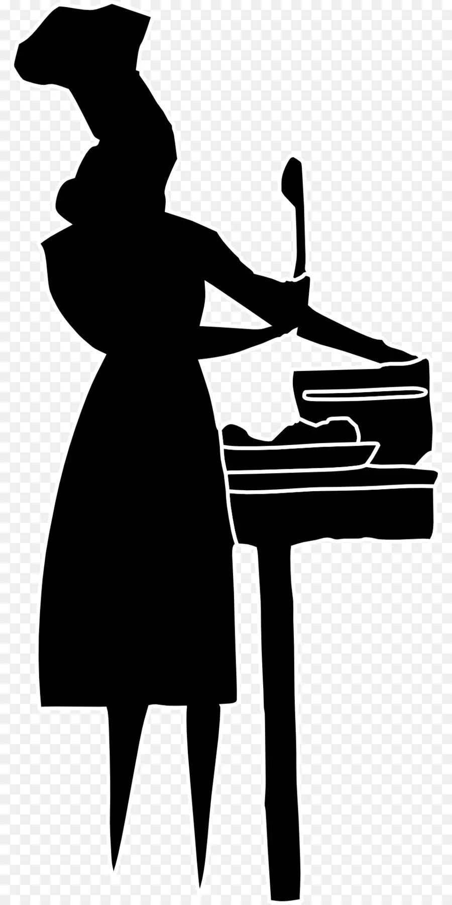 Silhouette De Femme Cuisinant，Cuisson PNG