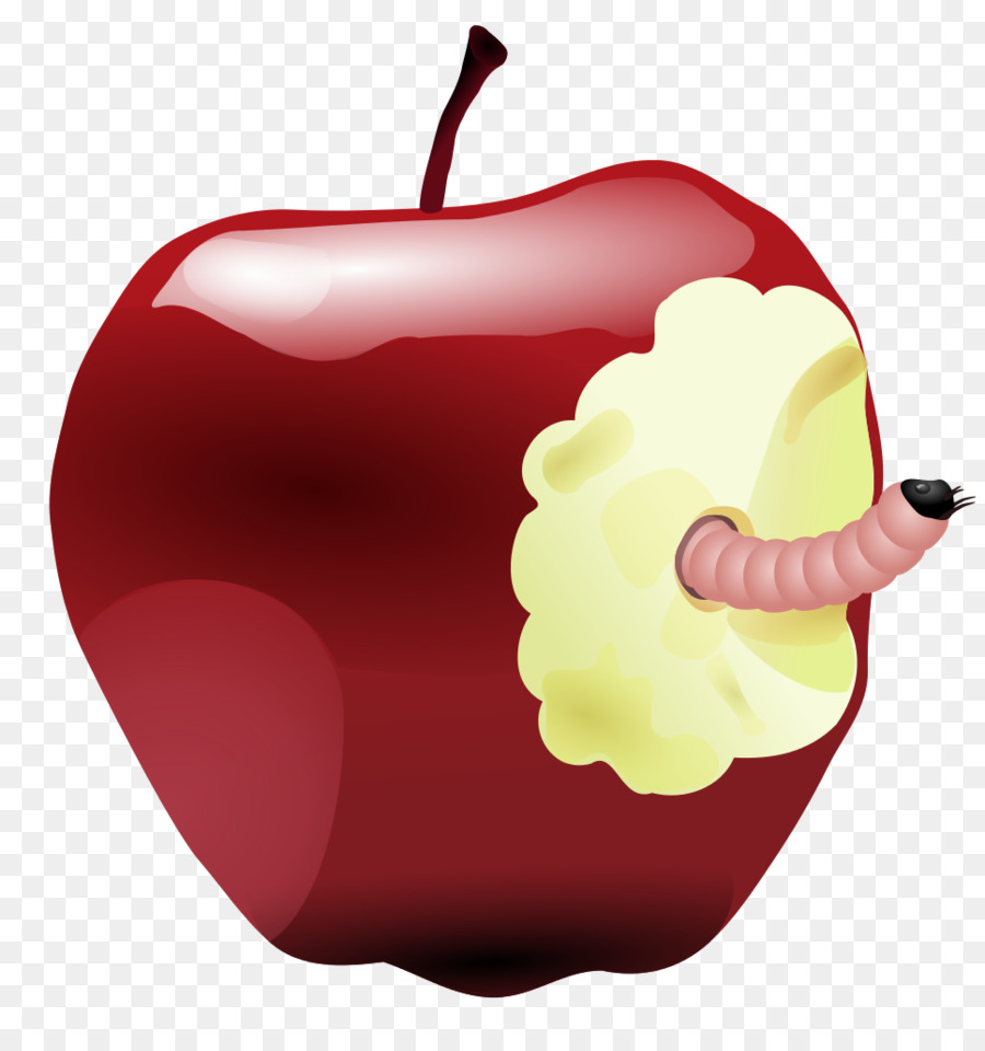 Pomme Avec Ver，Rouge PNG