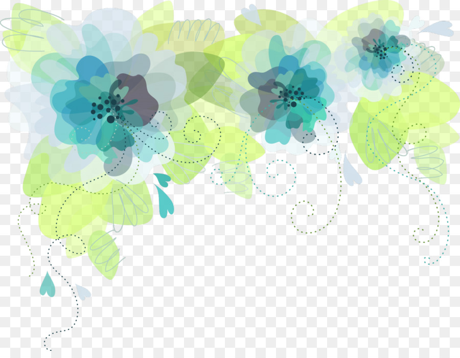 Fleurs Abstraites，Bleu PNG