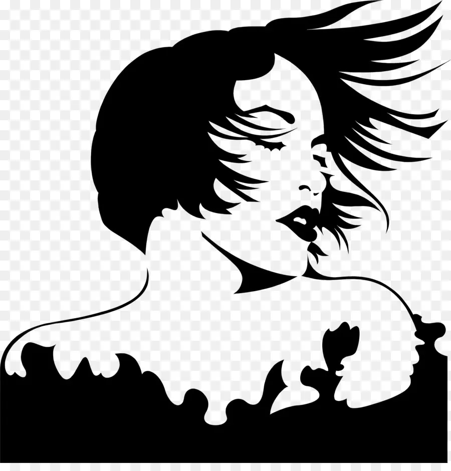 Silhouette De Femme，Affronter PNG