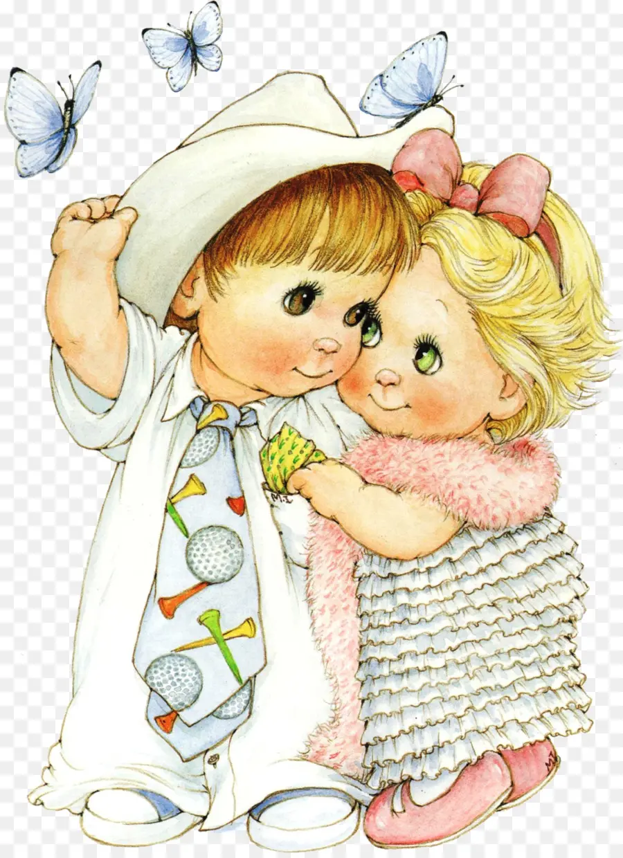 Enfants Mignons，Papillons PNG