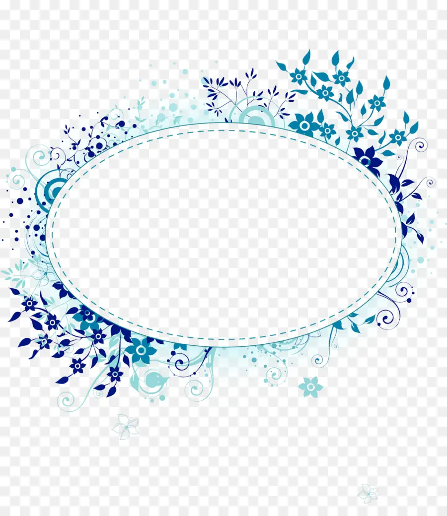 Cadre Floral，Bleu PNG