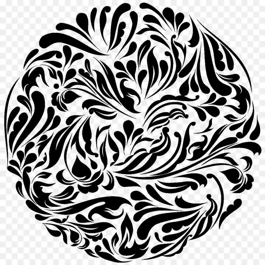 Motif Floral，Noir PNG