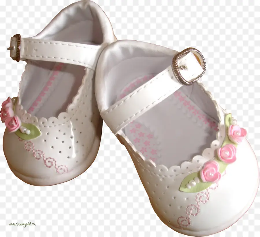 Chaussures Bébé Blanches，Floral PNG