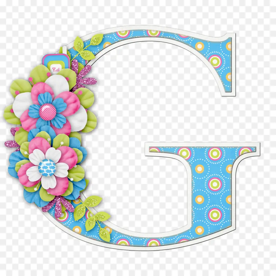 Lettre Décorative G，Fleurs PNG