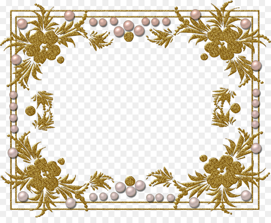 Cadre Floral Doré，Fleurs PNG