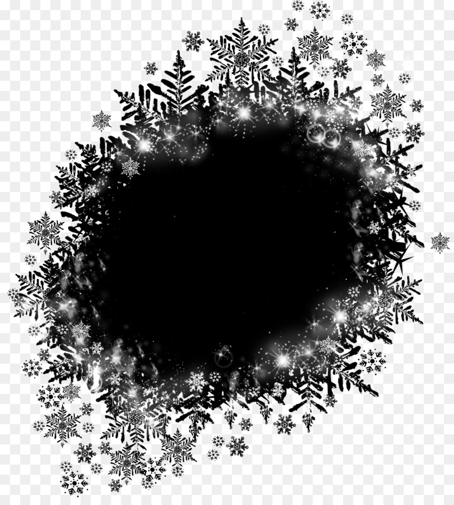 Cadre De Flocon De Neige Noir，Hiver PNG