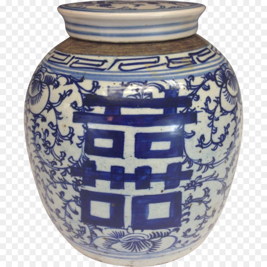 Vase En Porcelaine，Bleu PNG