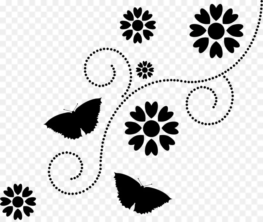 Papillons，Fleurs PNG