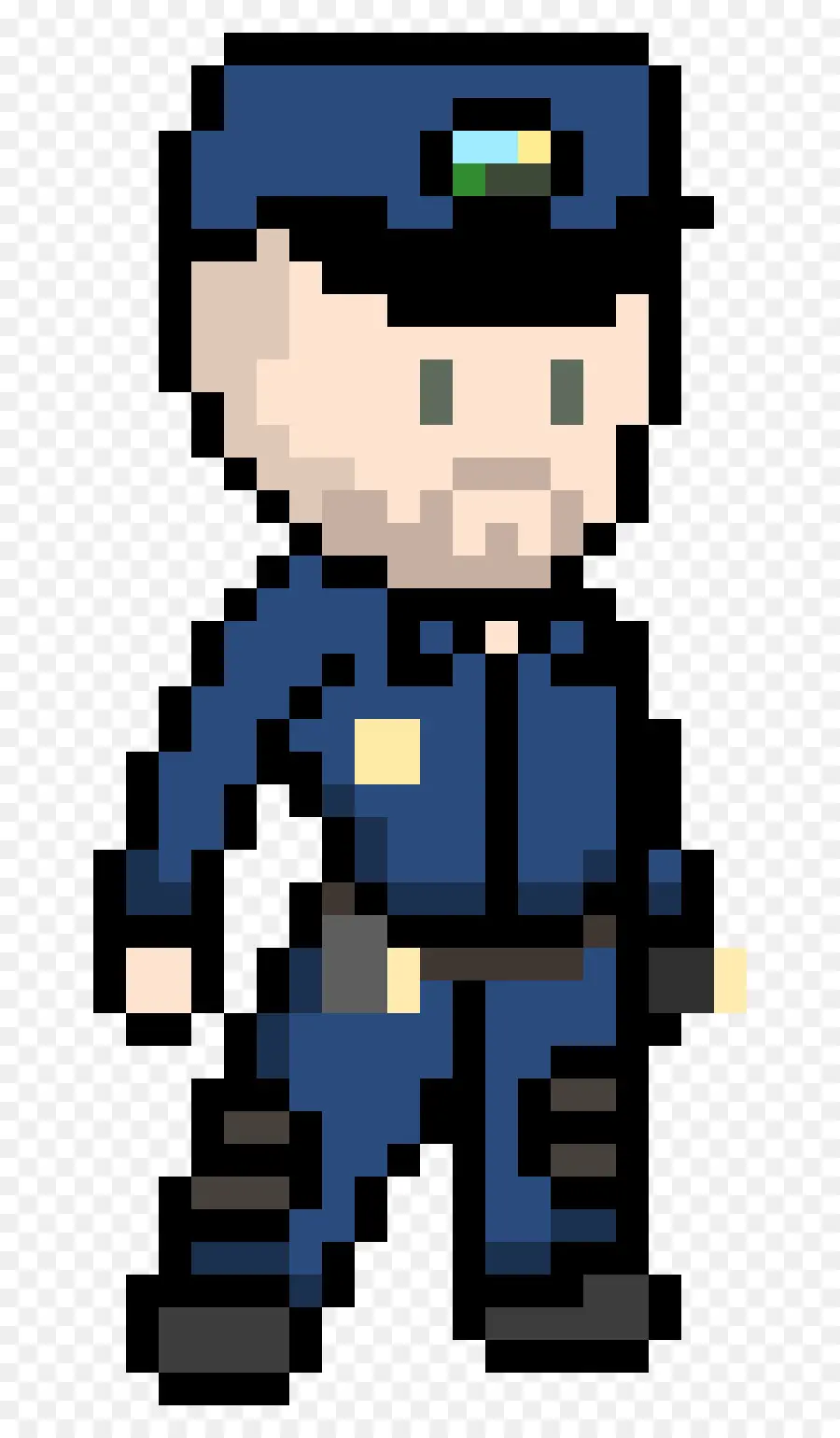 Officier De Police Pixel Art，Uniforme Bleu PNG