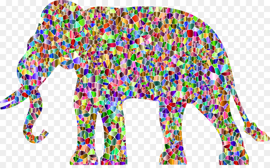 Éléphant Coloré，Mosaïque PNG