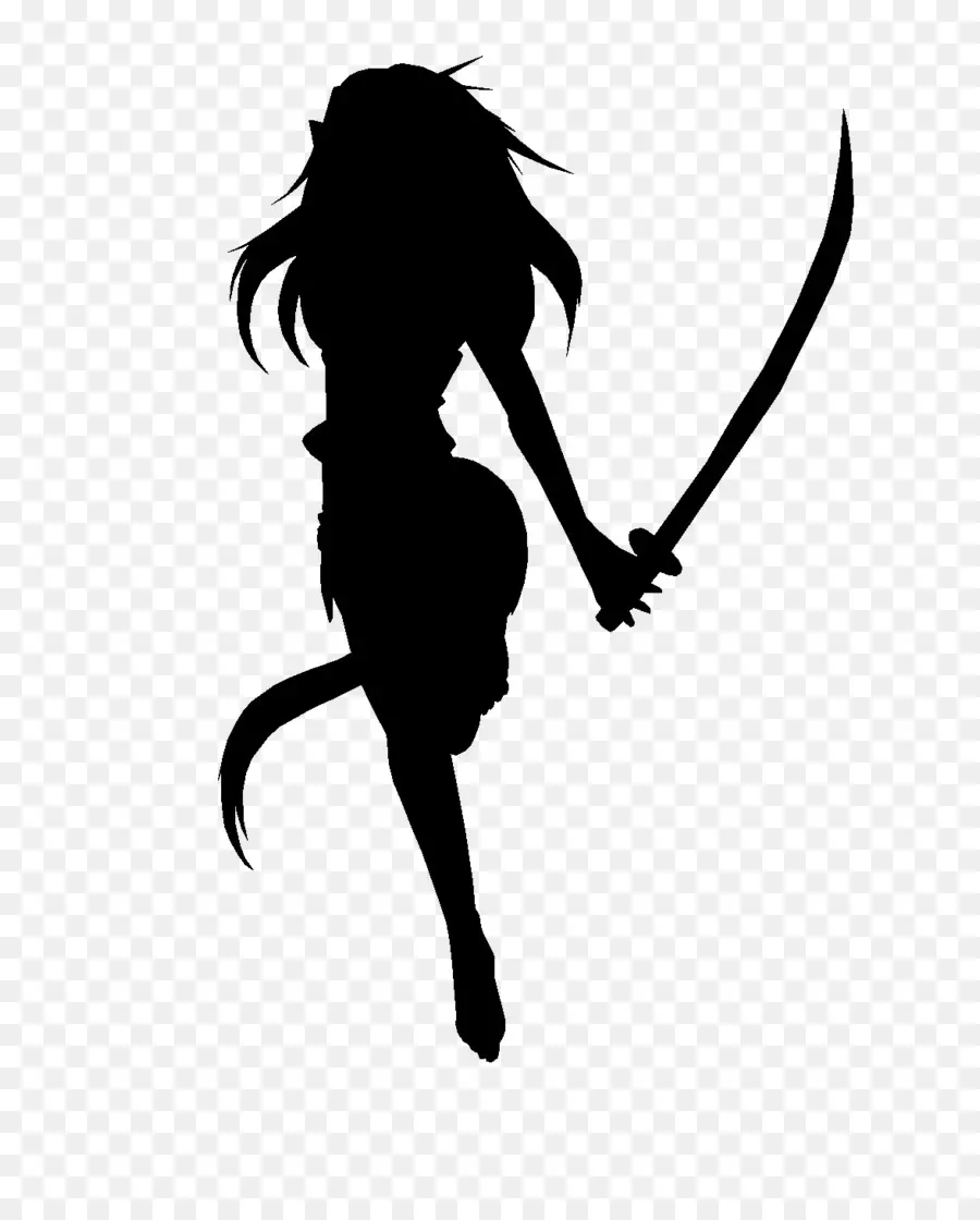 Silhouette D'une Jeune Fille Avec Une épée，Guerrier PNG