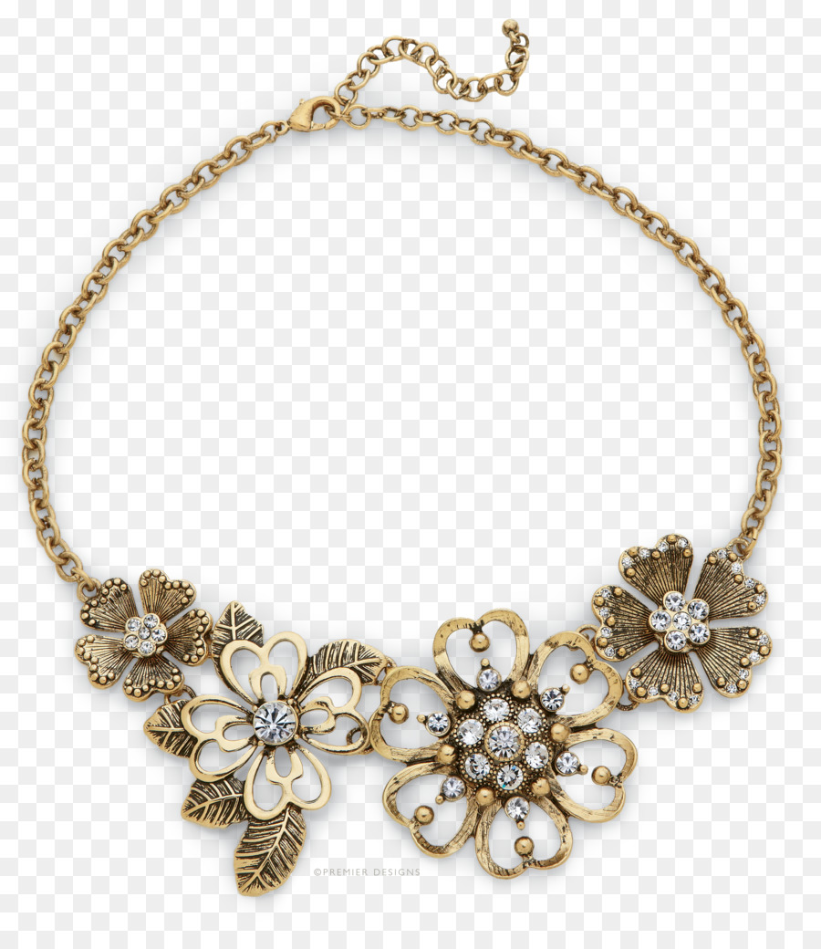 Collier Floral，Or PNG