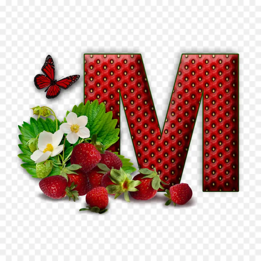 Fraise Lettre M，Fruit PNG