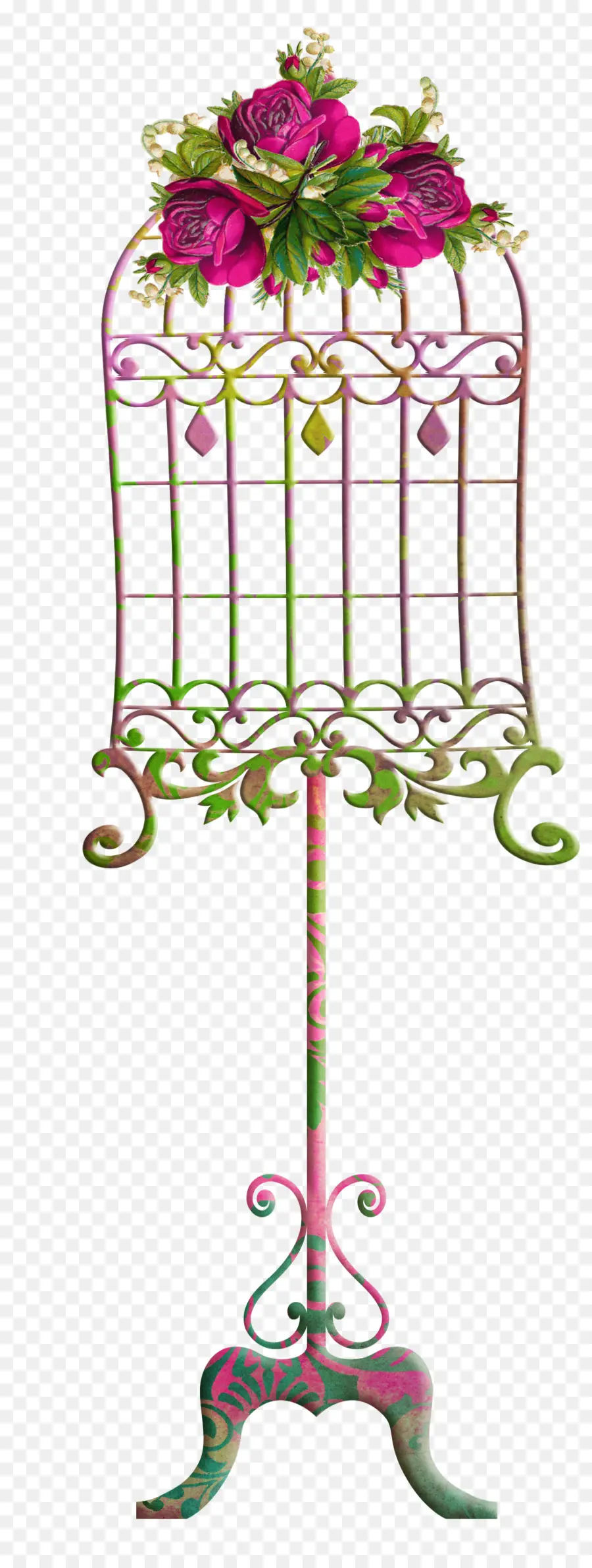 Cage à Oiseaux Décorative，Fleurs PNG