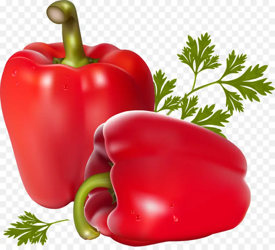 Poivrons Rouges，Tige Verte PNG