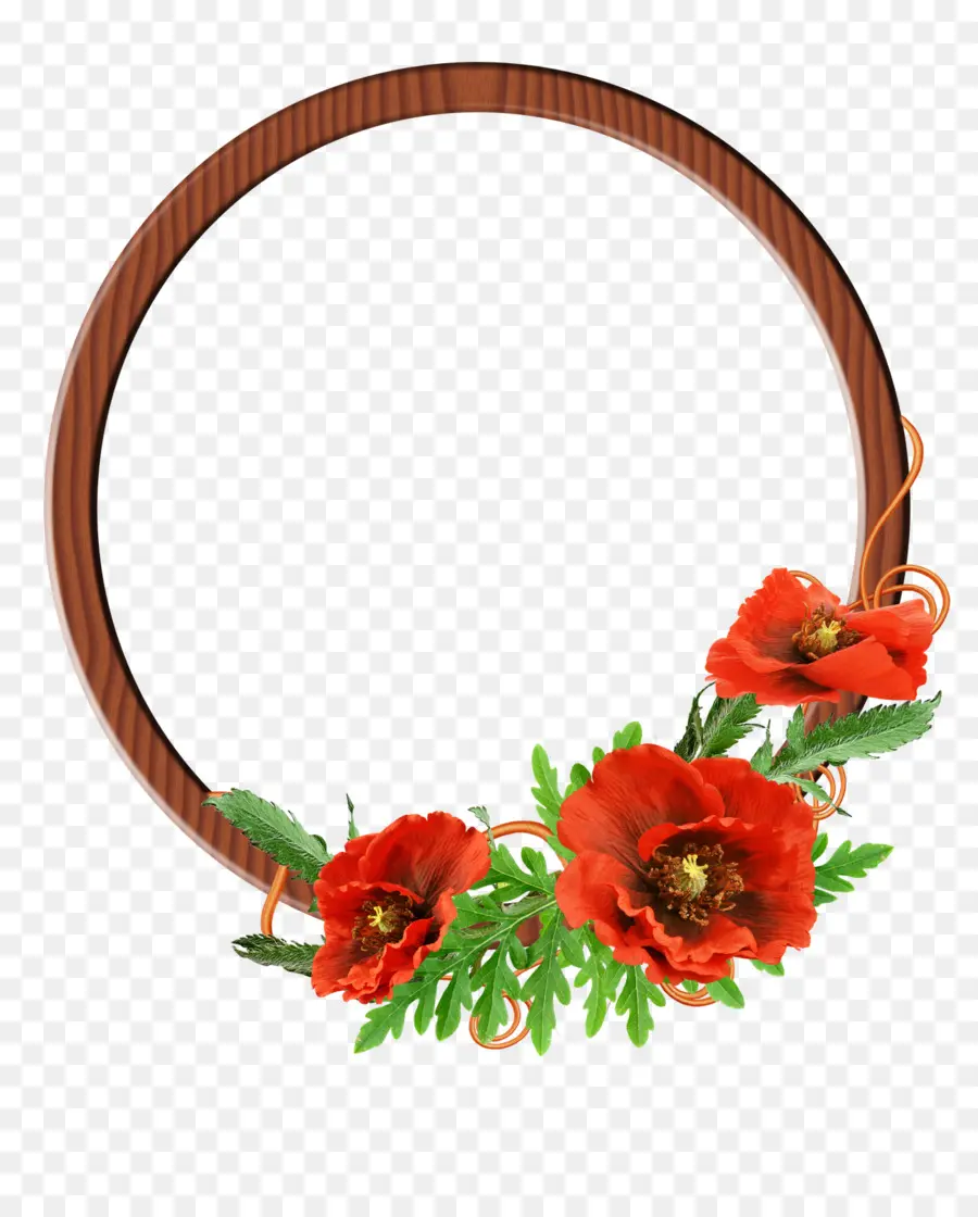 Fleurs Rouges，Cercle En Bois PNG