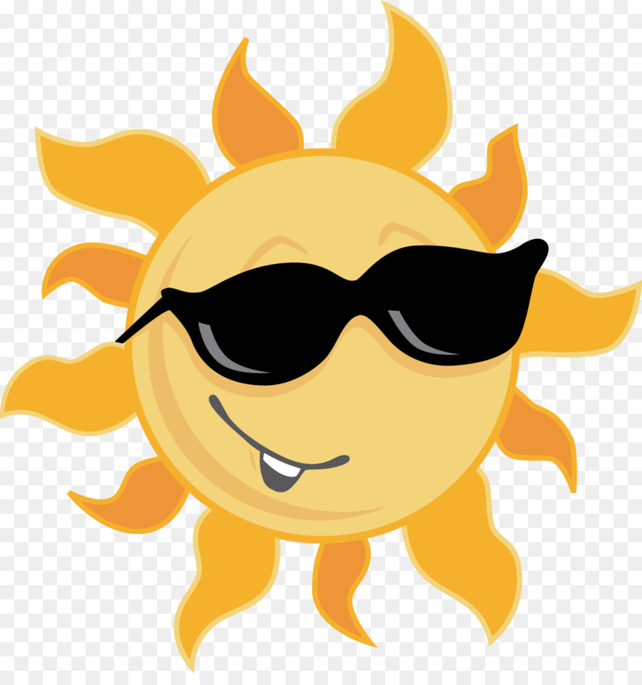 Soleil Avec Des Lunettes De Soleil，Souriant PNG