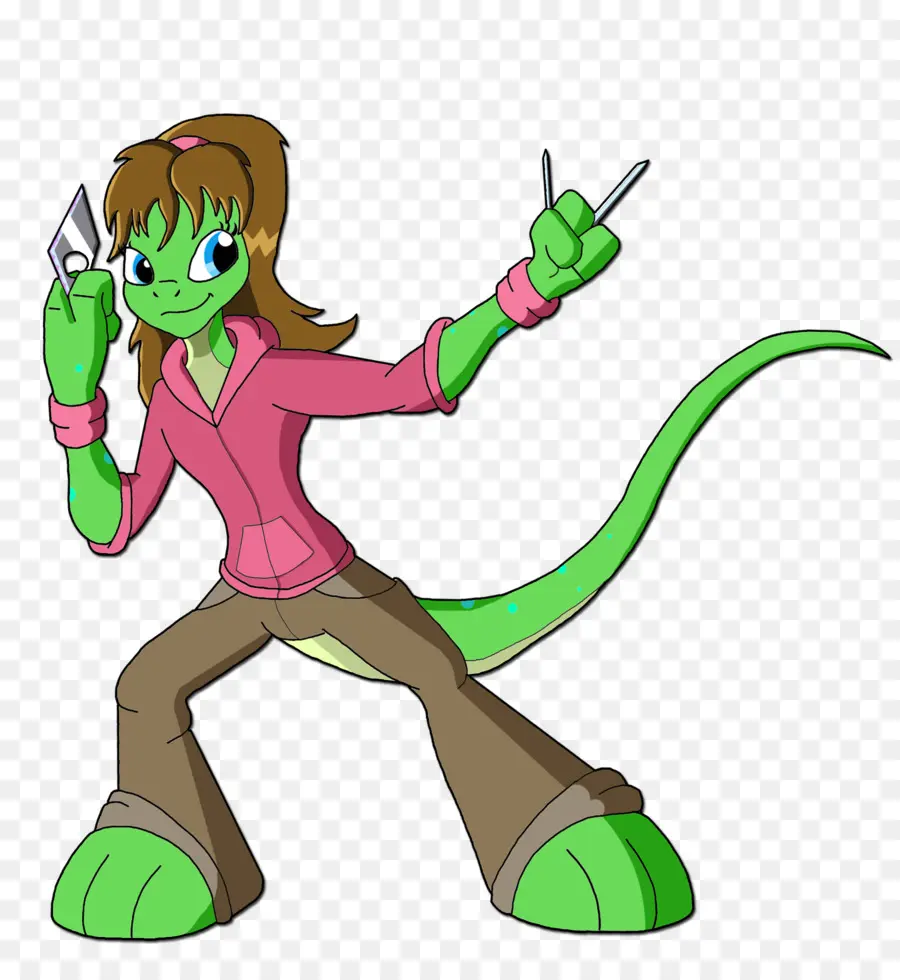 Personnage De Dessin Animé Vert，Lézard PNG