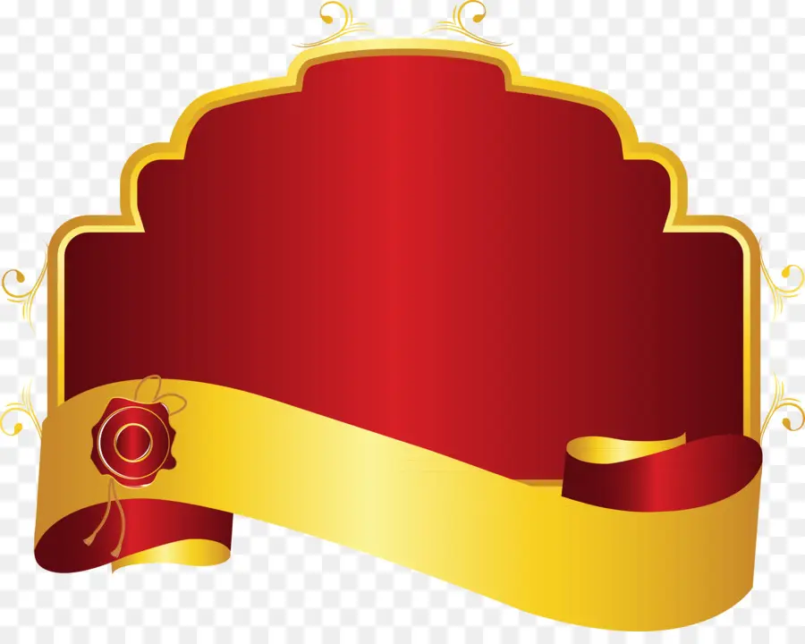 Etiquette Rouge Et Or，Décoratif PNG