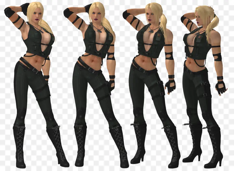 Personnage Féminin En Tenue Noire，Cheveux Blonds PNG