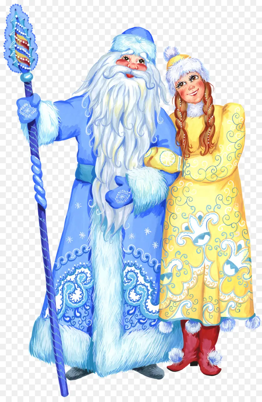 Père Noël Et Fille，Manteau Bleu PNG