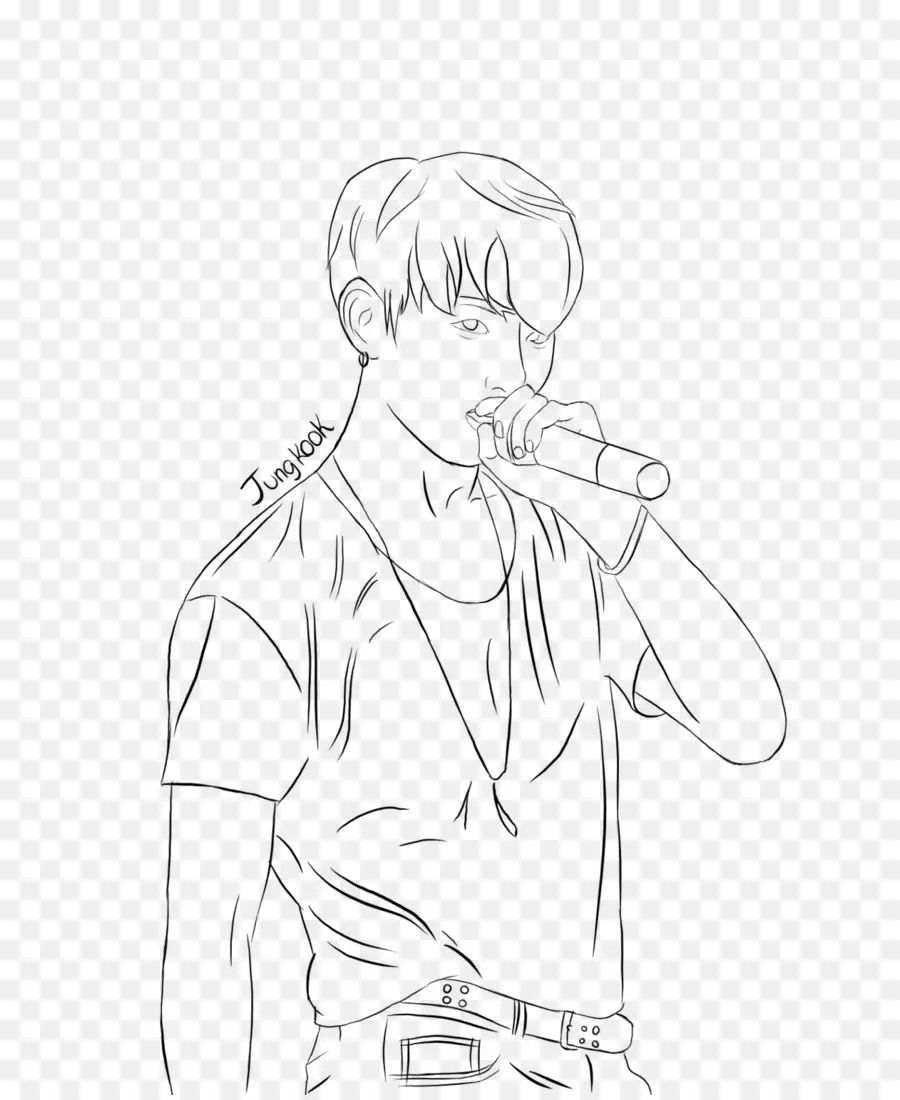 Chanteur De Dessin Au Trait，Microphone PNG