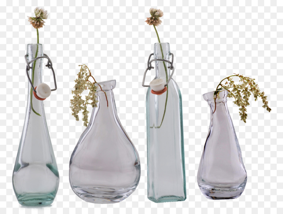 Bouteilles En Verre，Fleurs PNG