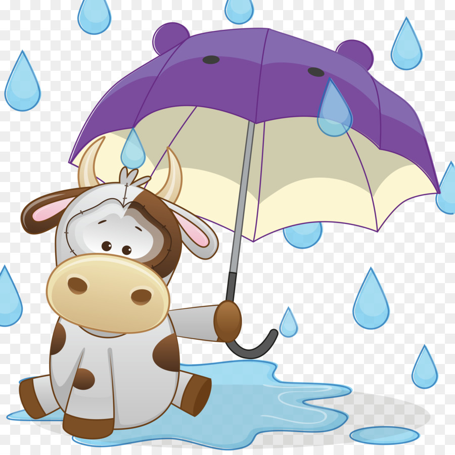 Vache Avec Parapluie，Pluie PNG