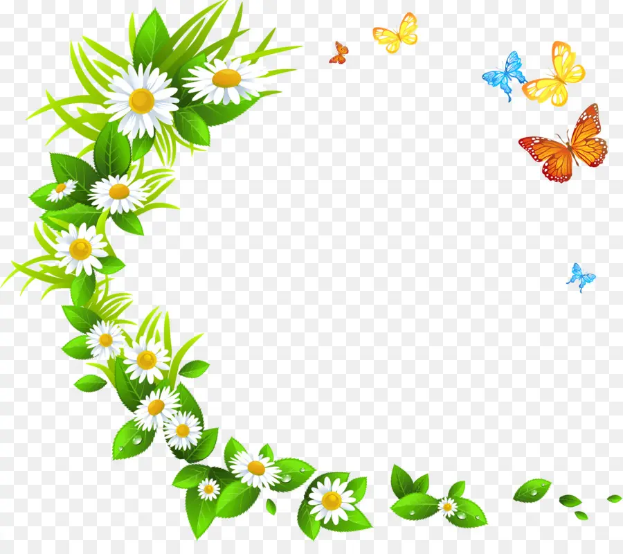 Fleurs Et Papillons，Herbe PNG