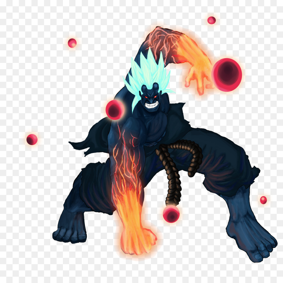 Personnage Aux Cheveux Bleus Avec Du Feu，Animé PNG