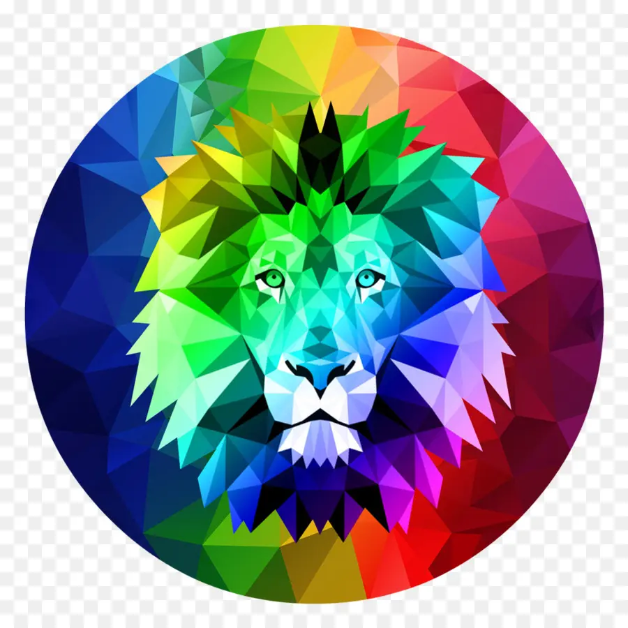 Lion Coloré，Géométrique PNG