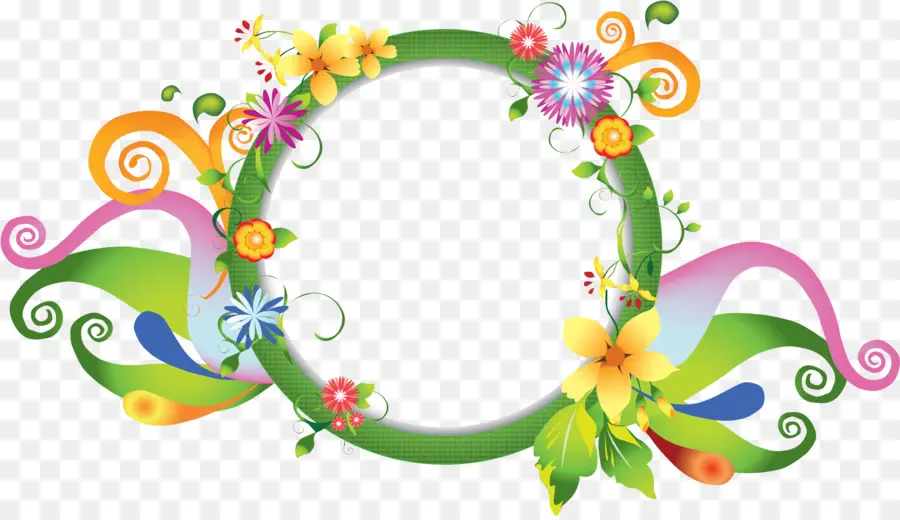 Cadre Floral，Coloré PNG