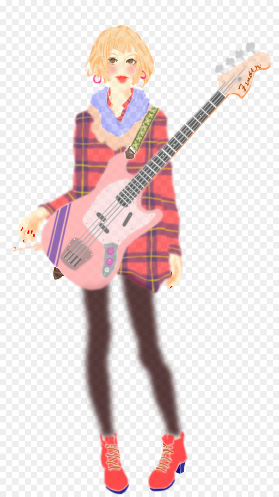 Fille Avec Guitare，Guitare Rose PNG