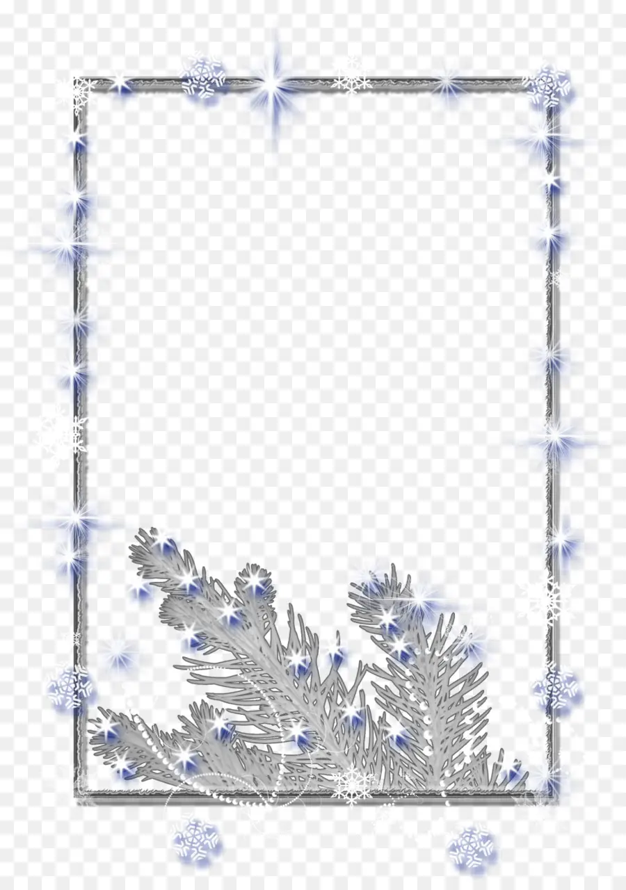 Cadre Argenté，Branches De Pin PNG