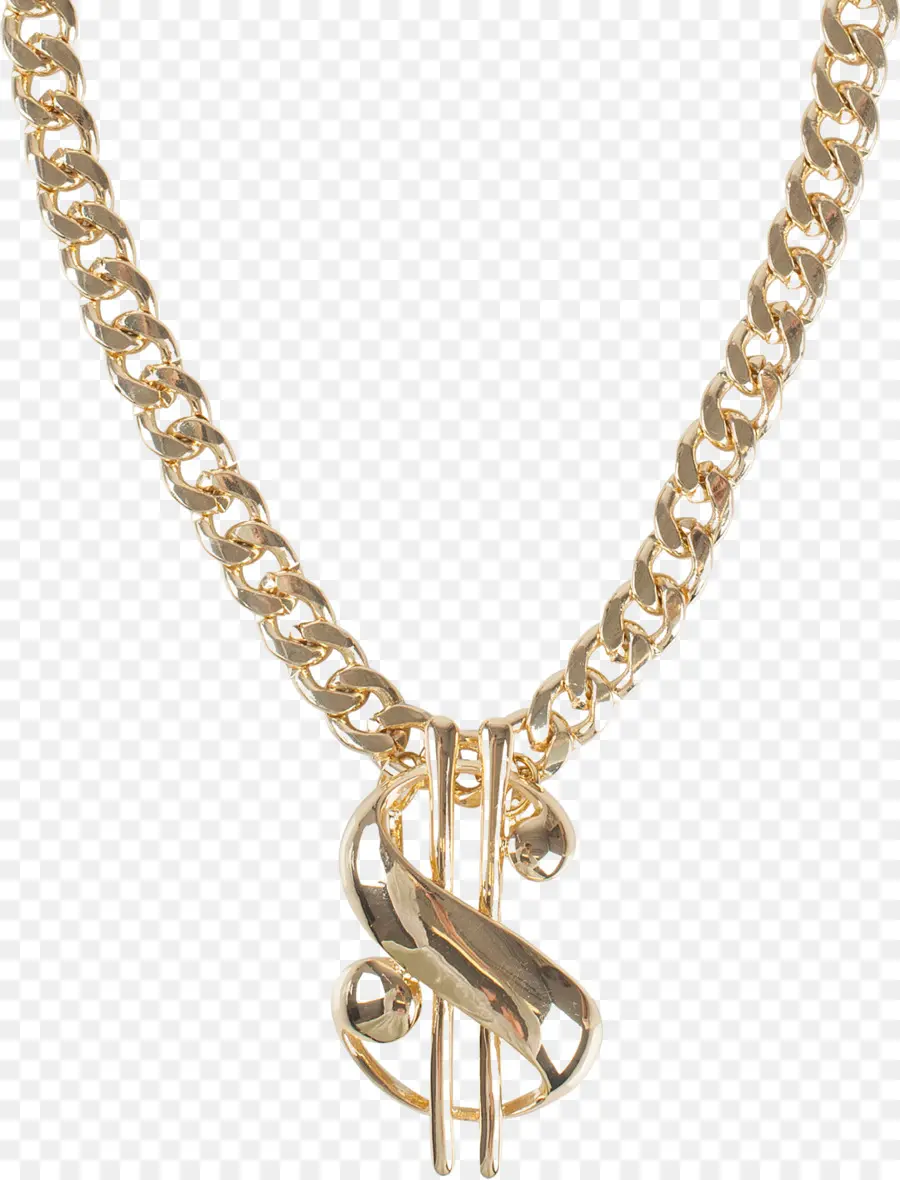 Collier Chaîne En Or，Signe Dollar PNG