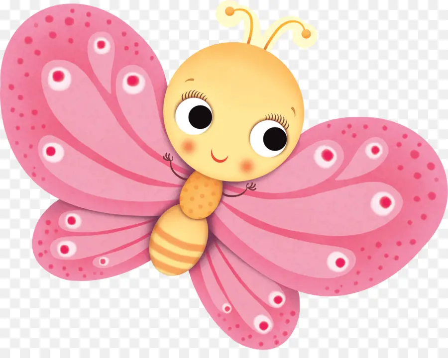 Papillon De Dessin Animé，Ailes Roses PNG