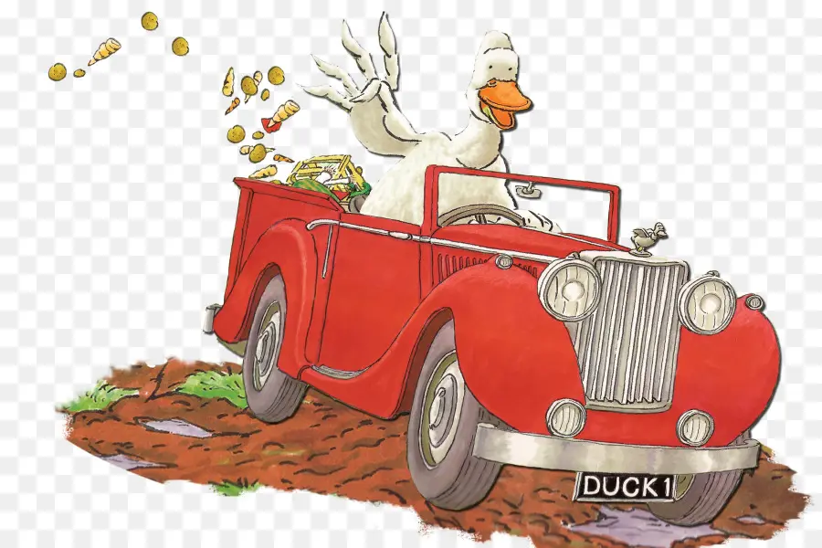 Canard Conduisant Une Voiture Rouge，Canard PNG