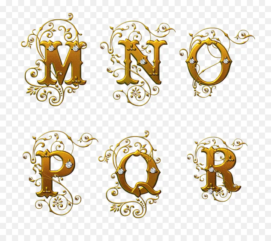 Lettres Ornées，Or PNG