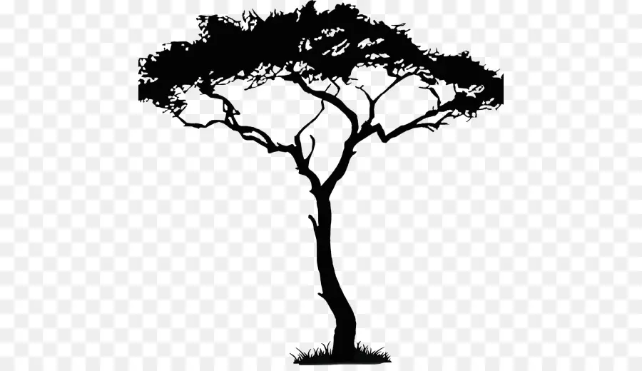 Silhouette D'arbre，Bleu PNG