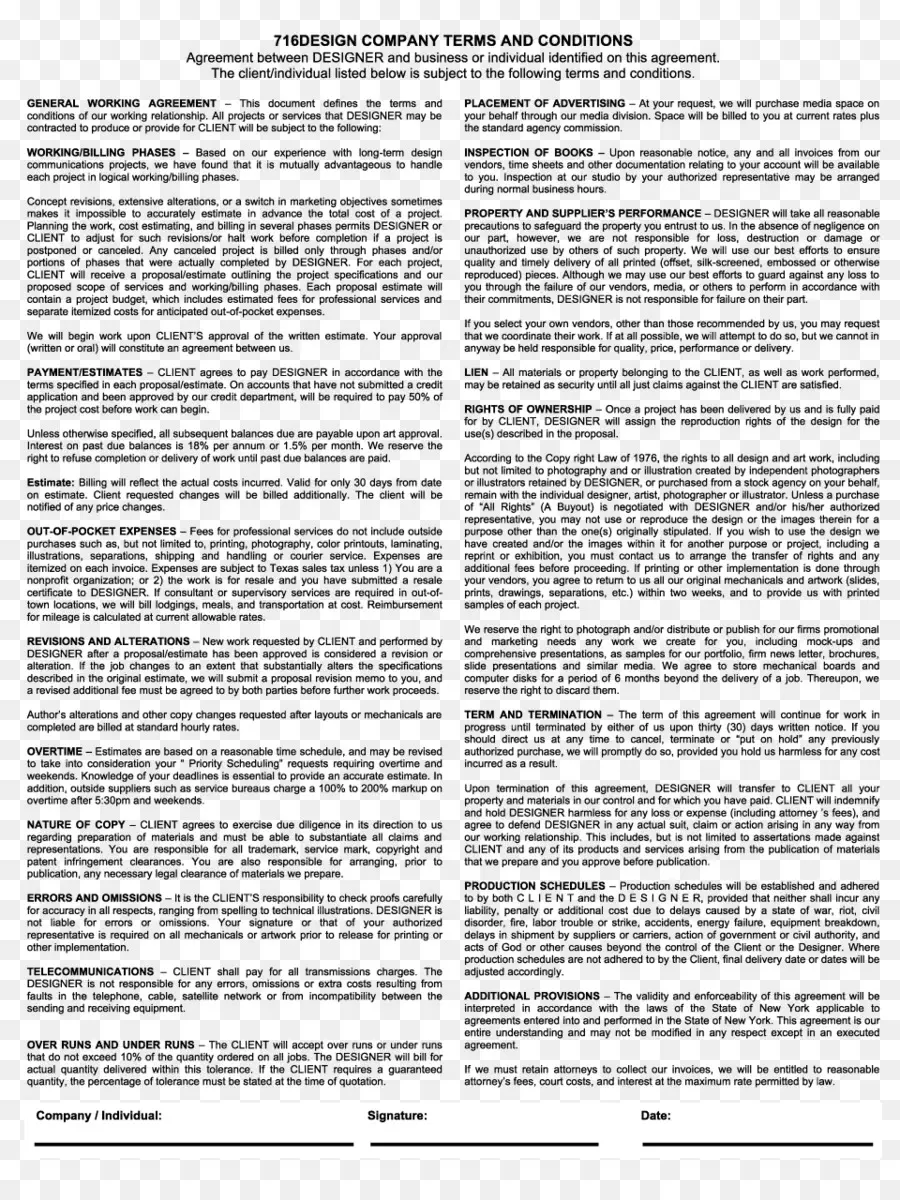 Document De Conditions Générales，Accord PNG