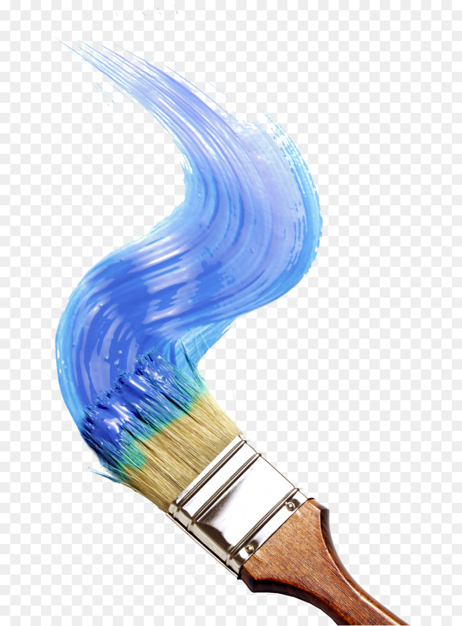 Pinceau Avec Peinture Bleue，Art PNG