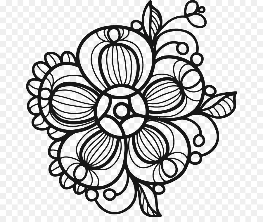 Griffonnage Floral，Fleur PNG