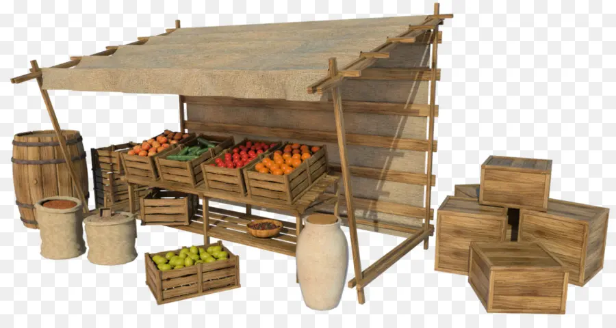 étal De Marché，Boite En Bois PNG