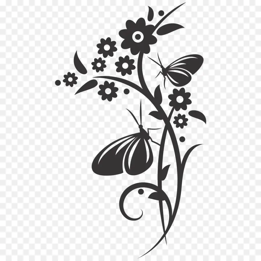 Motif Floral Noir，Fleurs PNG