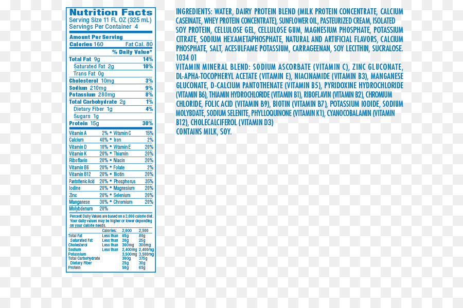 Faits Nutritionnels，Ingrédients PNG