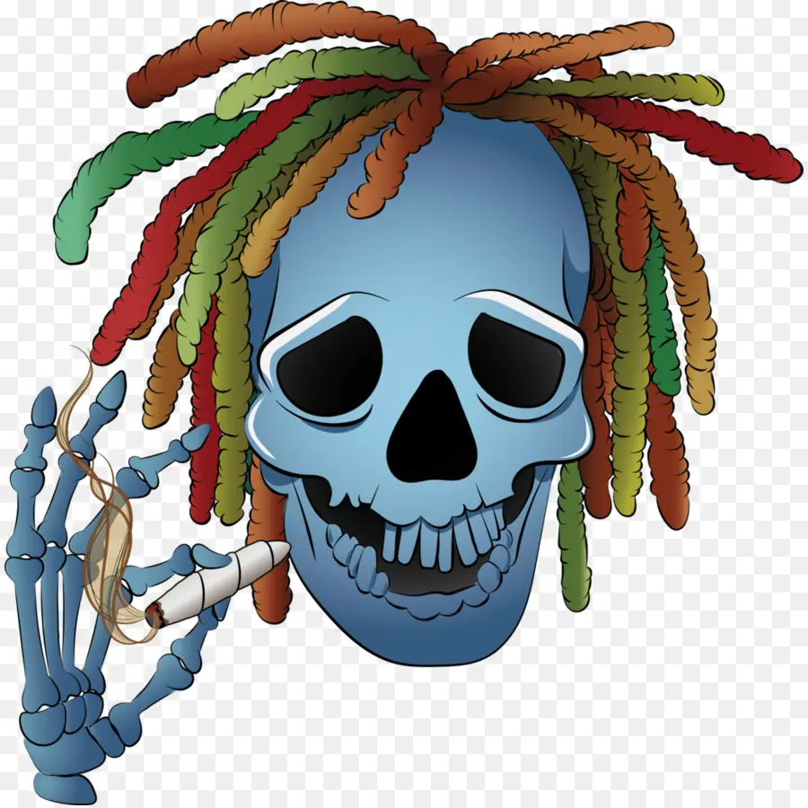 Crâne Avec Des Dreadlocks，Squelette PNG