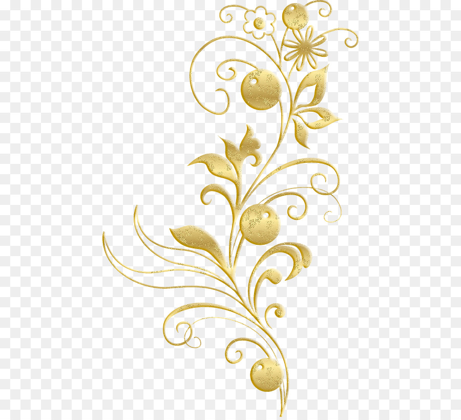 Motif Floral Doré，Fleurs PNG